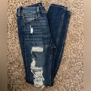 Hollister Dark Blue Distressed Skinny Jeans
